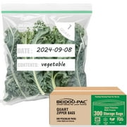 BEIDOU-PAC Quart Food Storage Zip Bags, 300 Count | Double Zipper, Freshness Easy Open Reclosable Clear Plastic Bags