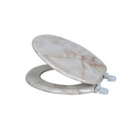 BEIGE MARBLE LOOK WOOD TOILET SEAT, STANDARD ROUND