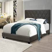 BEIGE QUEEN SIZE ADJUSTABLE LINEN FABRIC UPHOLSTERED BED FRAME VINTAGE COLLECTION COLOR FITS ANY ROOM