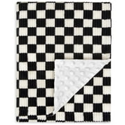 BEILIMU Baby Blanket for Boys Comfy Durable Corduroy Toddler Blanket with Double Layer Dotted Backing Checkerboard Grid Chessboard Gingham Warmer Bed Blankets for Newborn InInfants Black, 30x40 Inches
