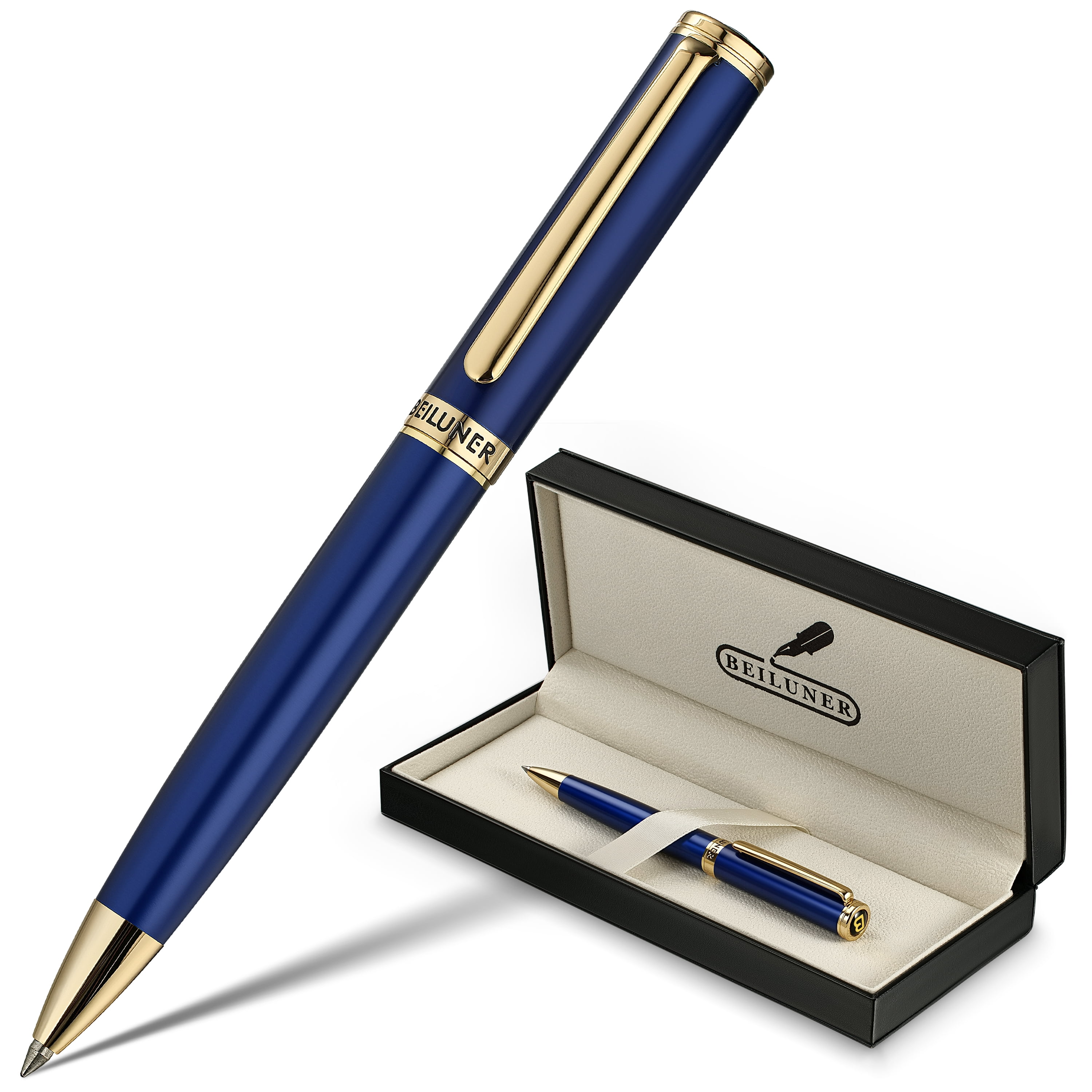 BEILUNER Luxury Gel Pens,Klein Blue Pen Barrel with 24K Gold