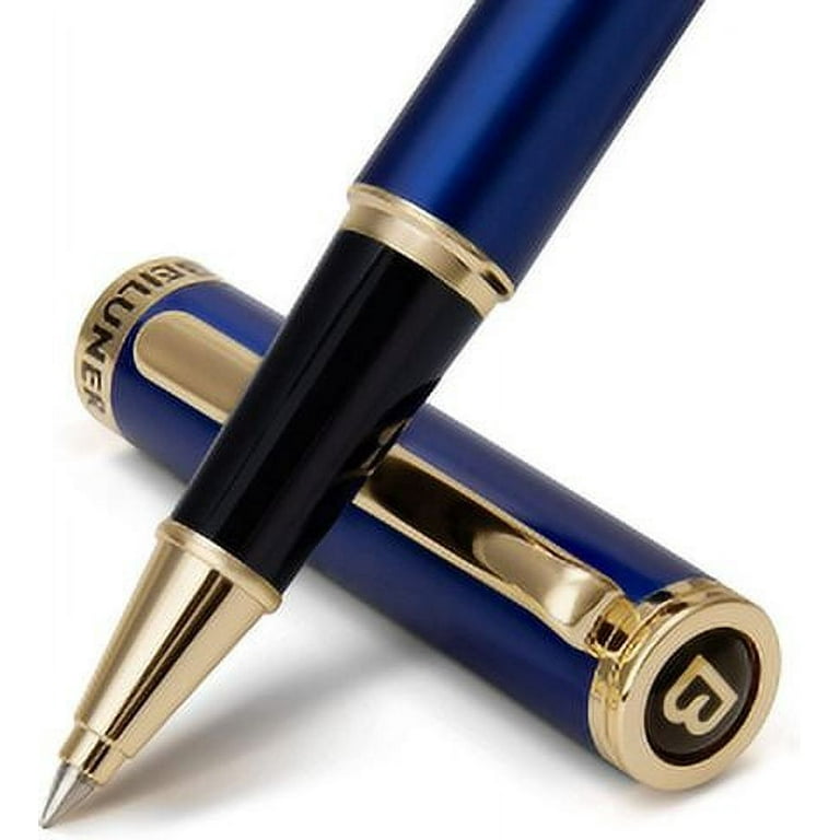Scriveiner Gold Rollerball Pen - Stunning Luxury Pen with 24K Gold Finish,  Schmidt Ink Refill, Best Roller Ball Pen Gift Set for Men & Women