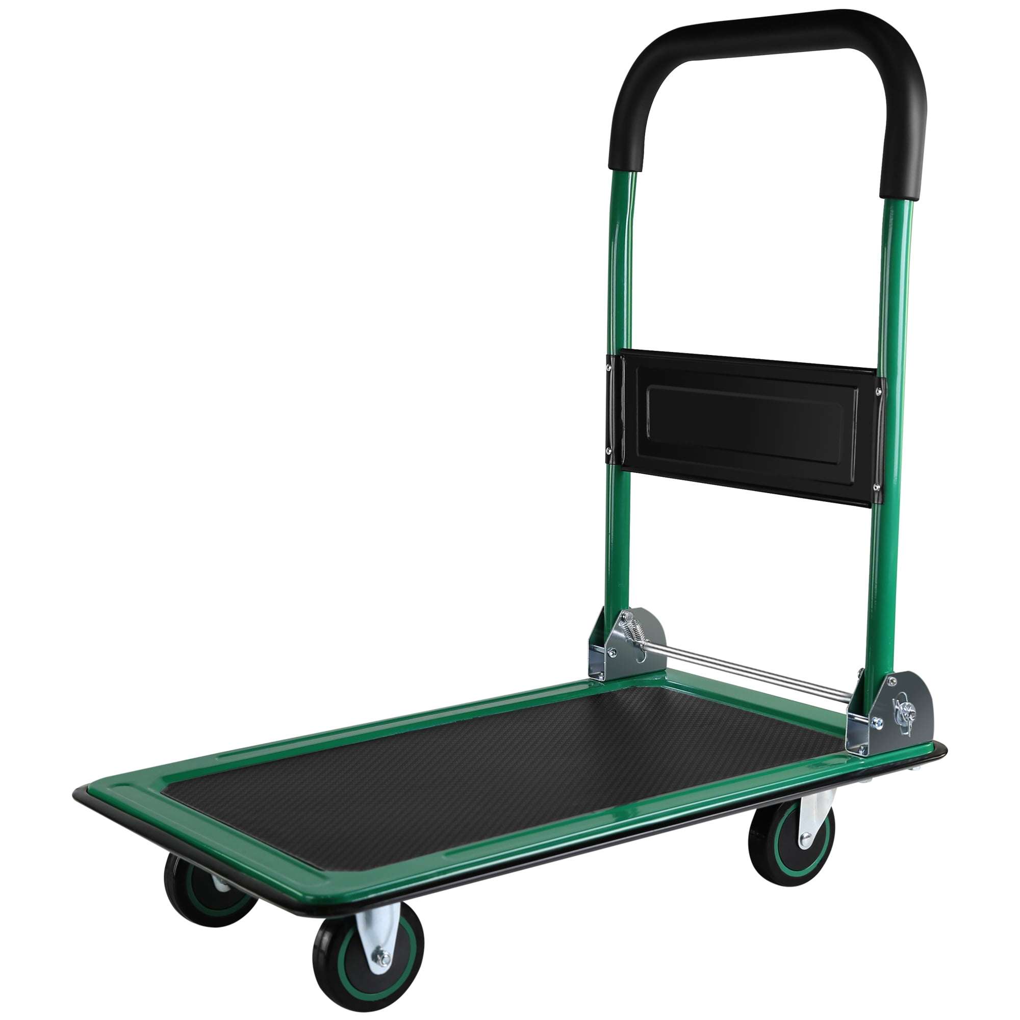 BEIMIMU Foldable Platform Truck, Push Dolly 330 LBS Weight Capacity, 360 Rolling, Folding Hand Truck for Luggage, Travel, Office, House (Green and Black) (28.7" x 19" x 32.5")