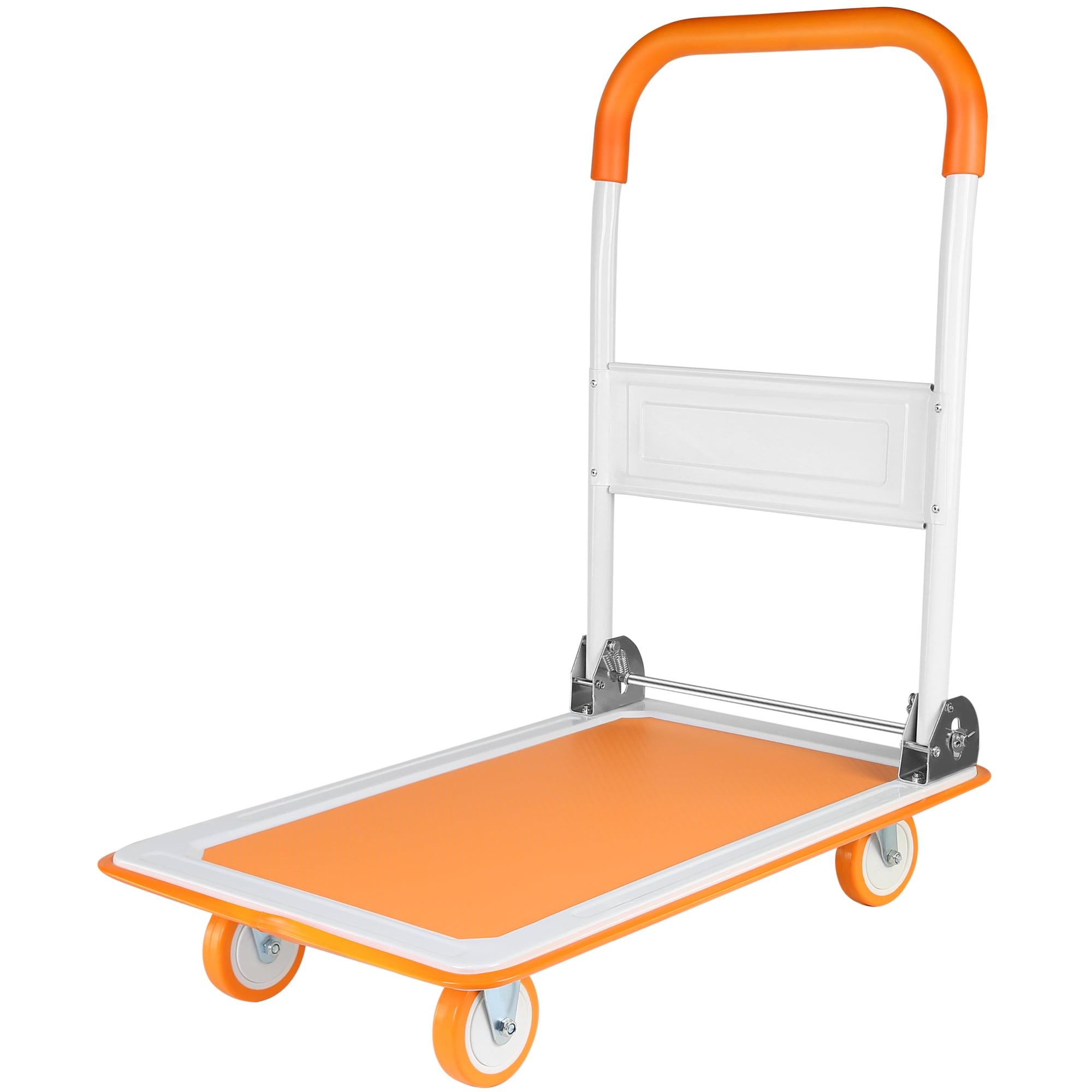 BEIMIMU Foldable Platform Truck, Push Dolly 330 LBS Weight Capacity, 360 Rolling, Folding Hand Truck for Luggage, Travel, Office, House (Orang and Black) (28.7" x 19" x 32.5")