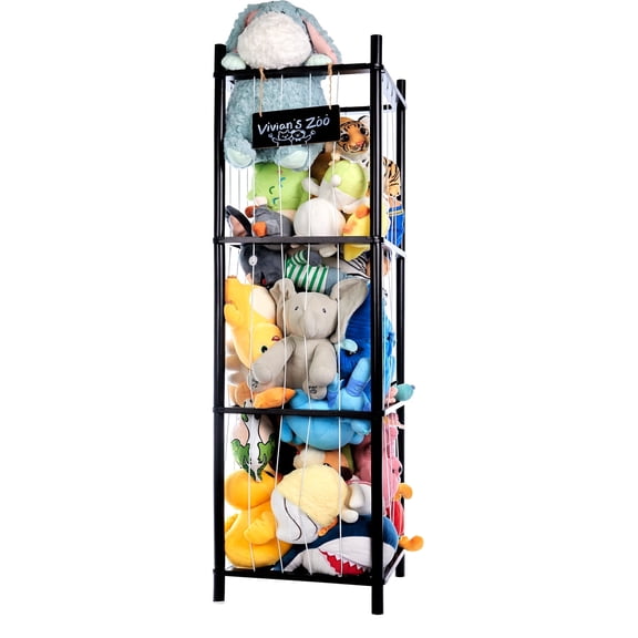BEINGMATE Care Large Stuffed Animal Storage, Wooden Stuffed Animal Storage Zoo, Toy Holder, Space Saving Toy Zoo for Kidroom, Playroom, Kid’s Gift, Black