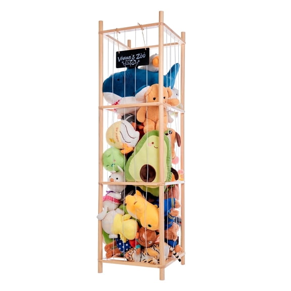 BEINGMATE Care Large Stuffed Animal Storage, Wooden Stuffed Animal Storage Zoo, Toy Holder, Space Saving Toy Zoo for Kidroom, Playroom, Kid’s Gift, Nature