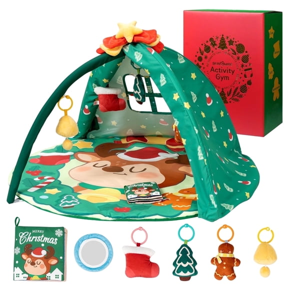BEINGMATE Care Play Gym Activity Extra Large Baby Playmat for Newborns Infants with 6 Detachable Toys, Christmas