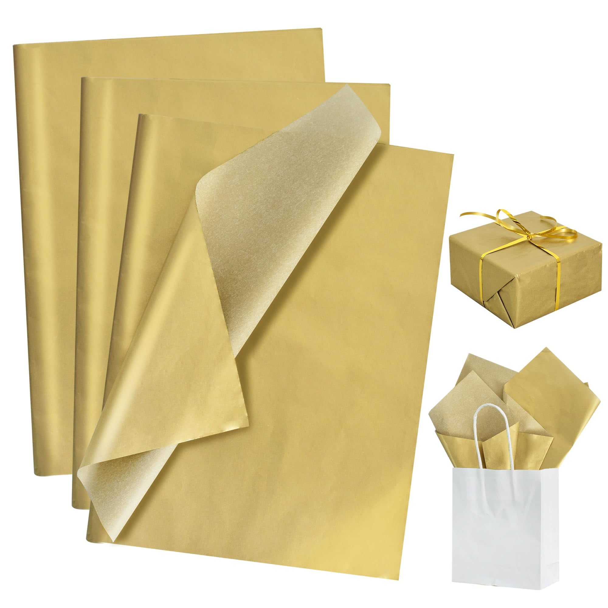 BEISHIDA 100 Sheets Kraft Tissue Paper Bulk – 14 X 20 Inch Gift Wrap, Filler For Bags & Boxes, DIY Crafts, Parties