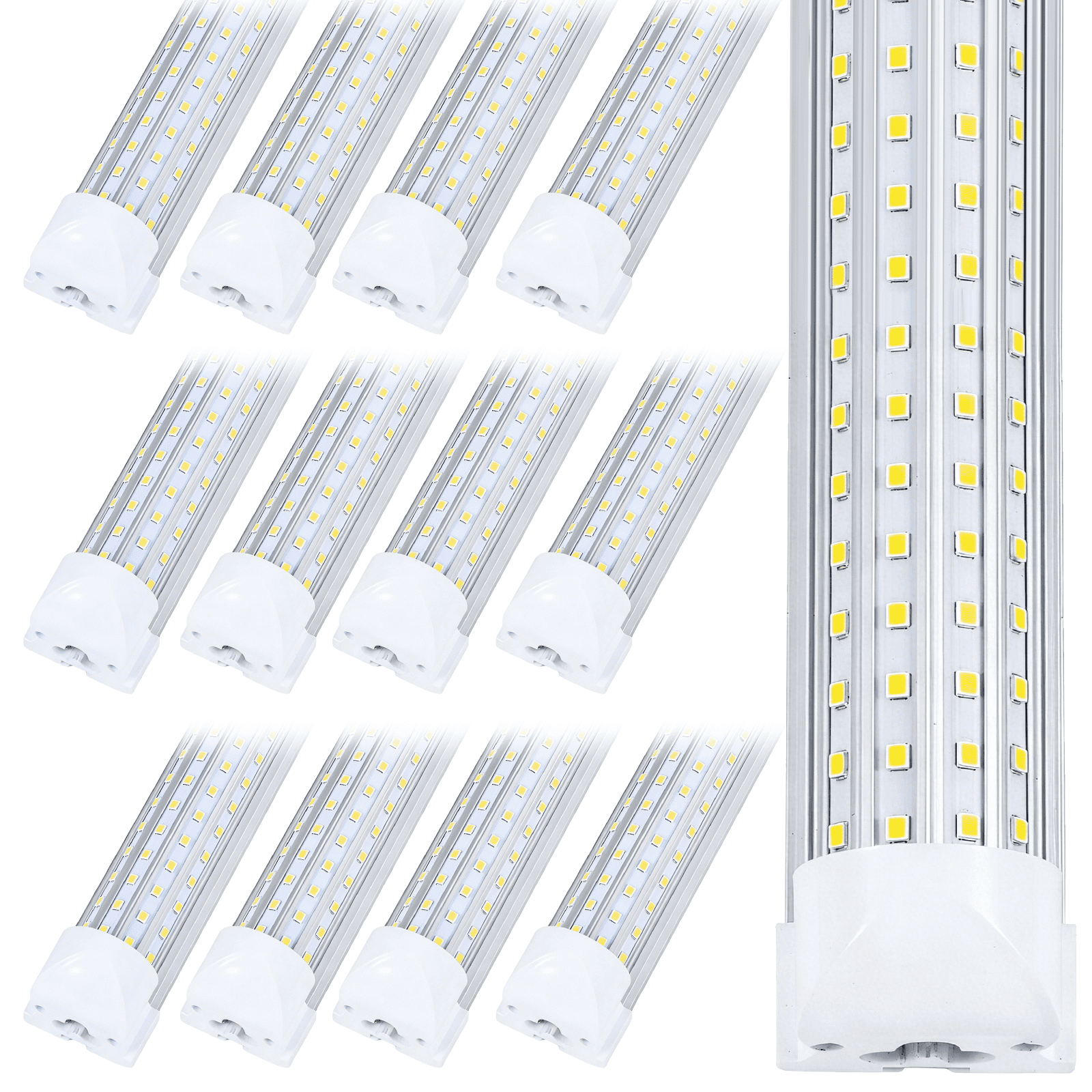 BEISHIJIA BSK.BESTKA 12PCS/Pack, LED Shop Light, 8FT 150W 18800LM 5000K, Daylight White, U Shape, Clear Cover, Hight Output, Linkable Shop Lights