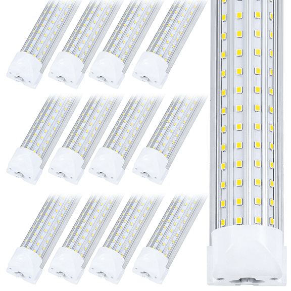 BEISHIJIA BSK.BESTKA 12PCS/Pack, LED Shop Light, 8FT 150W 18800LM 5000K, Daylight White, U Shape, Clear Cover, Hight Output, Linkable Shop Lights