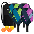 thumbnail image 1 of BEIVES 4-Pack Fiberglass Pickle Ball Set with 4 Balls & Portable Bag - Lightweight Pickleball Paddles for Indoor/Outdoor, Family-Friendly for All Skill Levels, 1 of 7