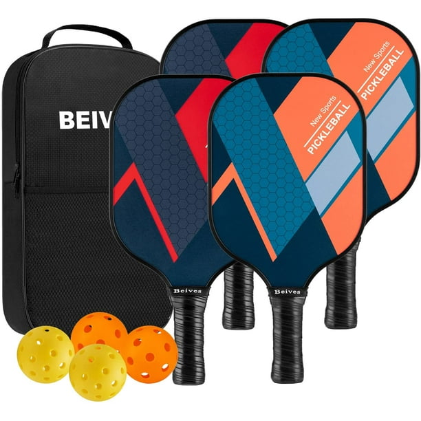 BEIVES Pickleball Paddles, Fiberglass Pickle Ball Set of 4 for All
