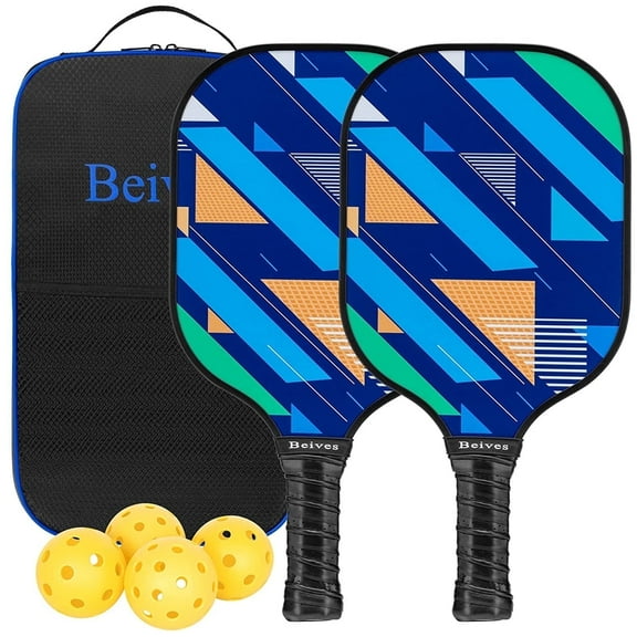BEIVES Pickleball Paddles Set of 2 - Lightweight 7.9oz Pickle Ball Paddle Carbon Fiber Face, Pickleball Racket Kit with Balls & Carry Bag