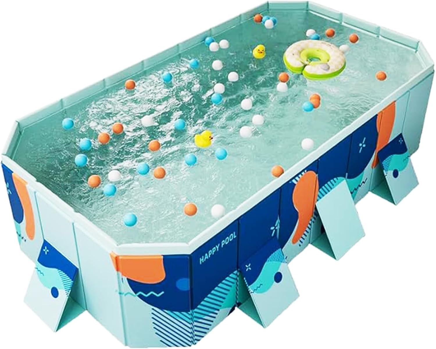 BEJOLO 2.6M Foldable Above Ground Swimming Pool for Family, Kids & Adults - Outdoor Garden Inflatable Pool(Maldives Blue)