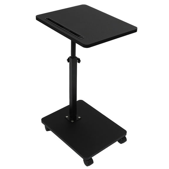 BEJOLO C Shaped Side Table with Wheels, Adjustable Height Table, Fits Most Couches/Beds, Rectangular, Black Color