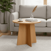 BEJOLO Round Coffee Table, Modern Table with Wood Grain Finish, End Table Side Tables for Living Room