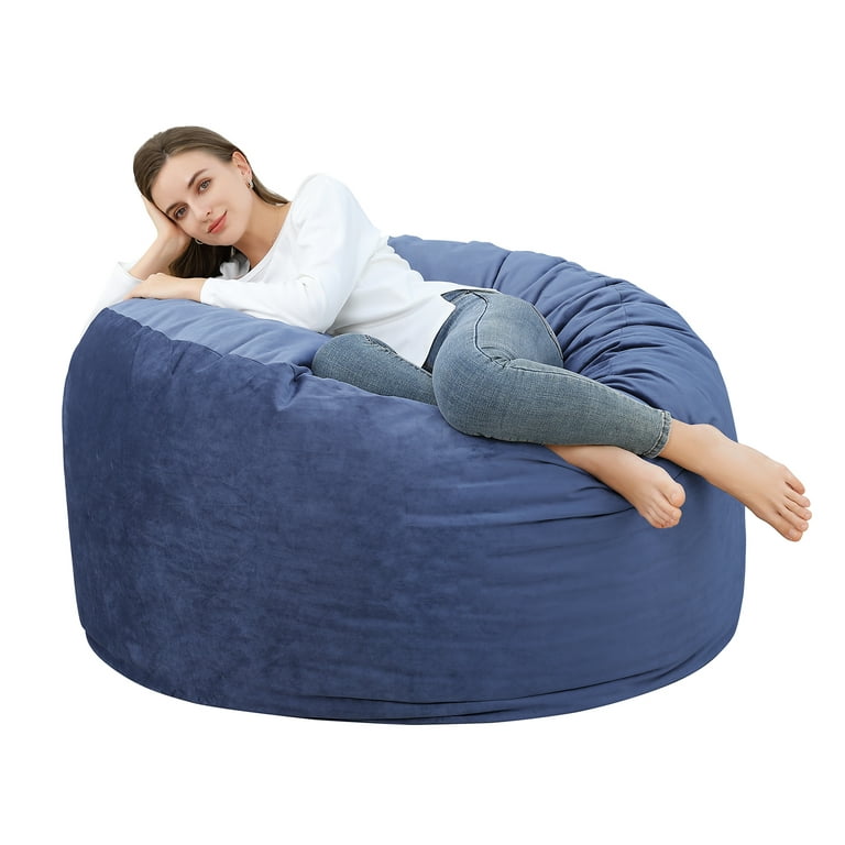 WhatsBedding Giant Bean Bag Chairs for Adults 4 ft with Removable Washble  Cover,Stuffed Memory Foam Bean Bags with Filler Included,Soft Velvet Bean