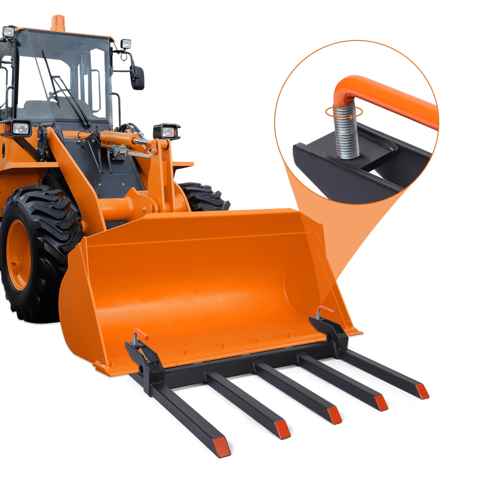 BEKAY Clamp on Debris Forks, 2500 lbs Capacity Heavy Duty Clampon Pallet Fork for Tractor