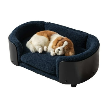 BEKAY Dog Sofa Bed , Elevated Dog Bed with Removable And Washable Cushion Cover, Carving Wooden Legs, for Small and Medium Size Dogs Kitten