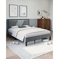 thumbnail image 1 of BEKAY Full Bed Frame, Tufted Platform Bed Frame with Adjustable Height Headboard, Velvet Mix Color Upholstered Bed Frame, Gray, 1 of 7