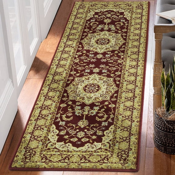 BEKAY Living Room Area Rug, 2x6ft Persian Doormat Vintage Floral Front Door Mat Indoor Entrance Kitchen Rug Tribal Accent Mat Non-Slip Door Mat Non-Shedding Rug