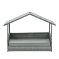 thumbnail image 1 of BEKAY Outdoor Wicker Dog Bed with Roof, Matel Tube Structure, 2" Thickness Cushion, Waterproof Fabric Lining Elevated Large Dog House for Pet, 1 of 6