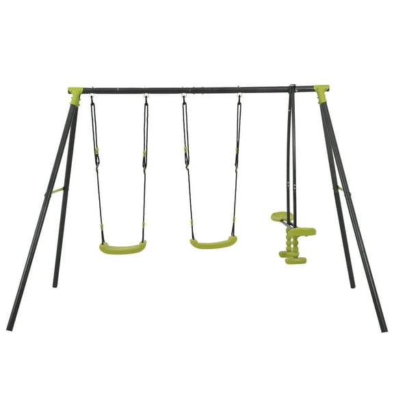 BEKAY Three Seat Swing for Children, Steel Triple Metal Safe Swing Set for Outdoor Playground Swing for Over 3 Years Old Kids