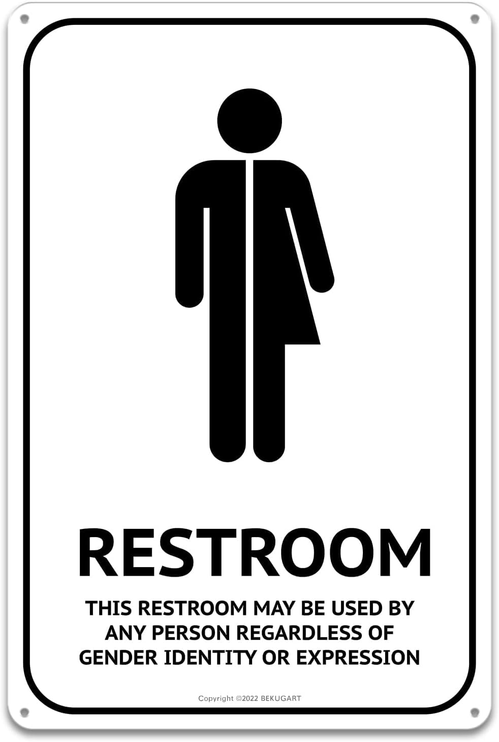 BEKUGART Funny All Gender Restroom Sign - Metal Sign for Bathroom ...
