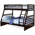 thumbnail image 1 of BEKids Traditional Solid Wood Twin/Full Bunk Bed with Slats in Java Brown, 1 of 2