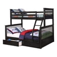 thumbnail image 1 of BEKids Traditional Wood Twin/Full Bunk Bed with 2 Drawers in Charcoal, 1 of 2