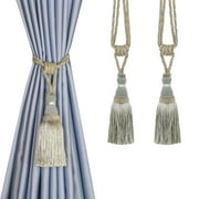 BEL AVENIR 2 Pack Curtain Tieback Tassel Drapery Rope Handmade Holdbacks Home Decorative Blue