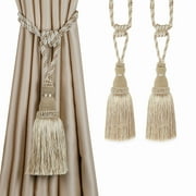 BEL AVENIR 2Pack Tassel Curtain Tie Rope Decoration SilverMix Beige