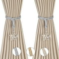 thumbnail image 1 of BEL AVENIR 4 Pack Crystal Curtain Tiebacks Luxury Handmade Knots Curtain Ties Elegant Drape Holdbacks Rope for Home Office Drapes Sheer DIY Decoration（Silver）, 1 of 4