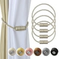 thumbnail image 1 of BEL AVENIR 4 Pack Magnetic Curtain Tieback Clips Holdbacks Rope Decorative (Beige), 1 of 9
