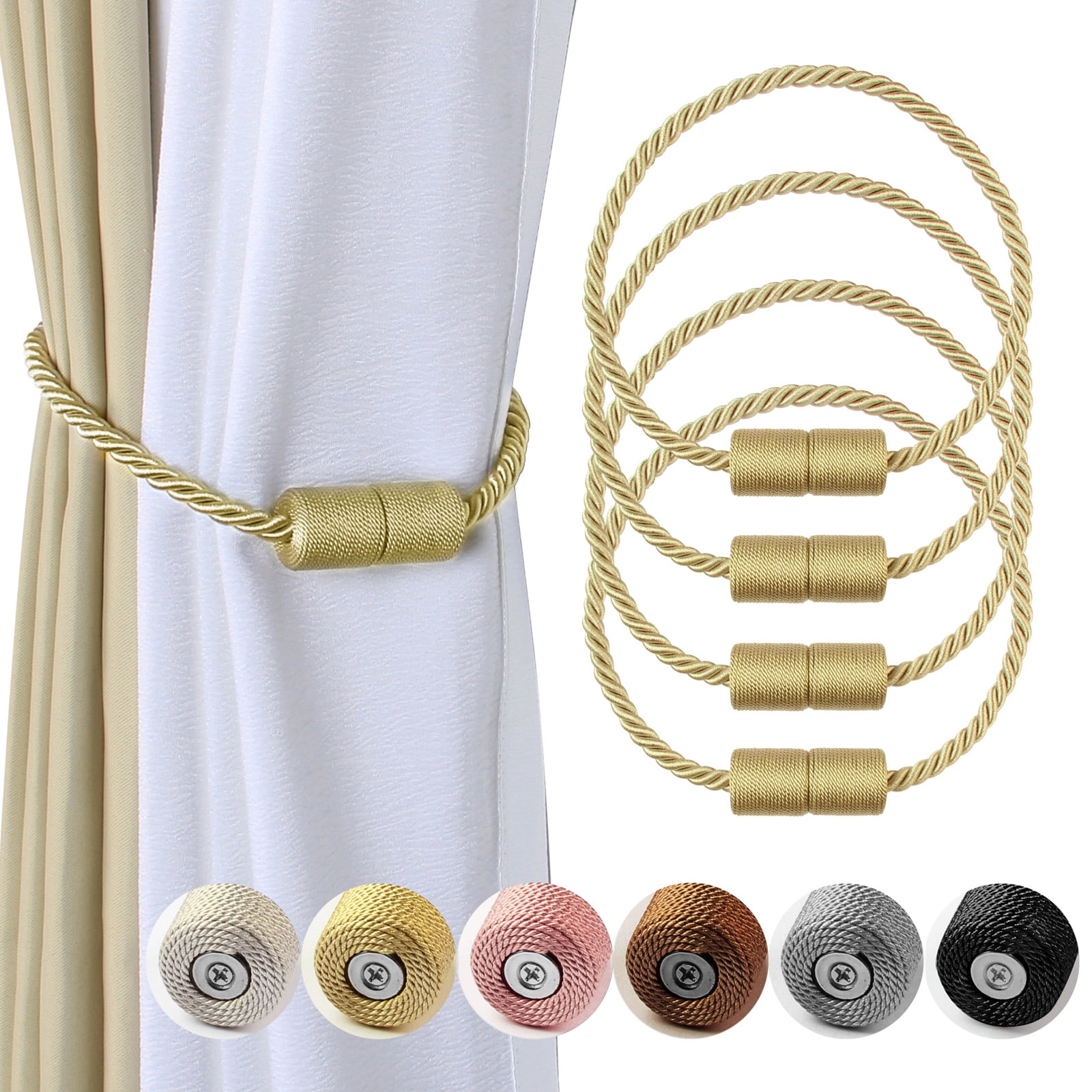 Suuchh 8 Pcs Curtain Magnets Closure for Drapes, Round Magnetic Curtain Clips Metal Holdback Button to Prevent Lights from Leaking, Detachable Drapery