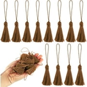BEL AVENIR 46PCS Mini Small Craft Tassels 15cm Long for Decorative Key Cushion Coffee