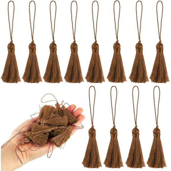 BEL AVENIR 46PCS Mini Small Craft Tassels 15cm Long for Decorative Key Cushion (Coffee)