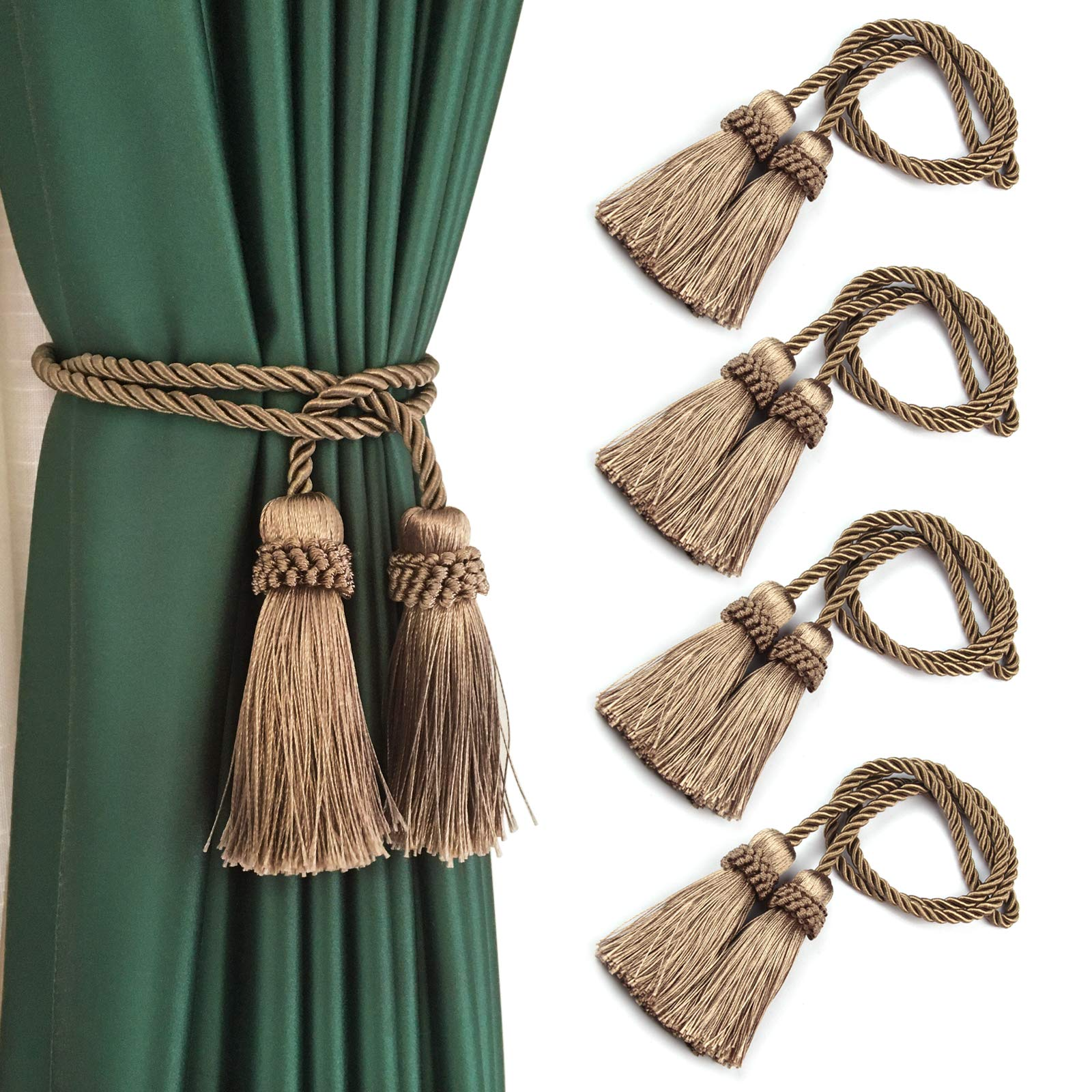 1 Pair Curtain Tieback Tassel Knitted Curtain Rope Double Curtain Clip ...
