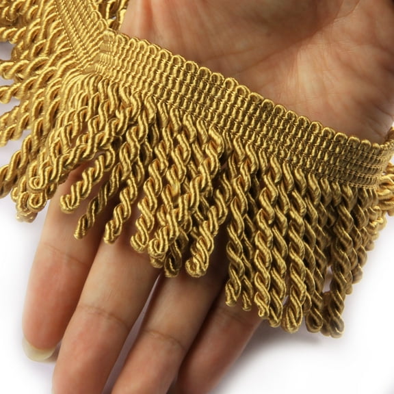 BEL AVENIR Curtain Fringes Bullion Fringe Trim 10 yard x 2.5 inches Fabric Trims Sewing DIY Decoration for Curtain Sofa Clothes (Gold)
