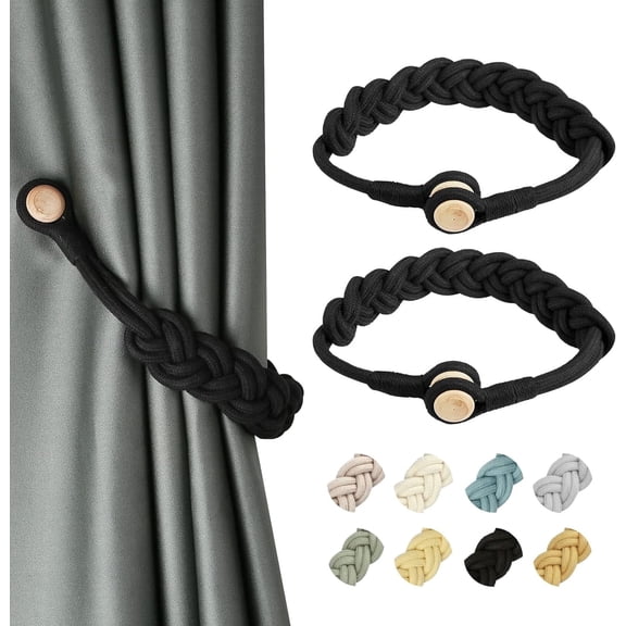 BEL AVENIR Curtain Tiebacks Magnetic Woven Curtain Holdback Drapery Tie-Back