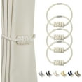 thumbnail image 1 of BEL AVENIR Magnetic Curtain Tieback Polyester 4 Pack Braided Rope Holdbacks Beige, 1 of 6