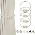 thumbnail image 1 of BEL AVENIR Magnetic Curtain Tieback Polyester 4 Pack Braided Rope Holdbacks Beige, 1 of 6