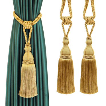 Blue Traditional Tassel Rope Curtain Tie Backs – Set Of 2, Made In UK