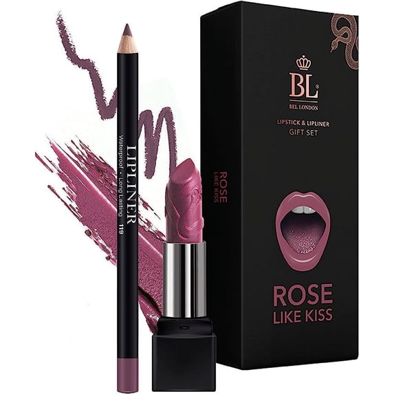 BEL London Color Matched Lip Liner & Lipstick Set (Rose)
