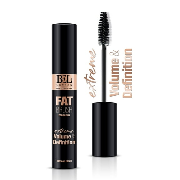 BEL London Fat Brush Mascara Extreme Volume and Definition Blackest Black, 0.46 fl oz/ 13.5ml