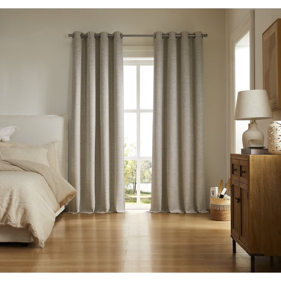 SUNSHIELD ESSENTIALS Bellamy 100% Blackout Curtains for Living Room, Bedroom and Nurseries, 50” x 84”, Linen