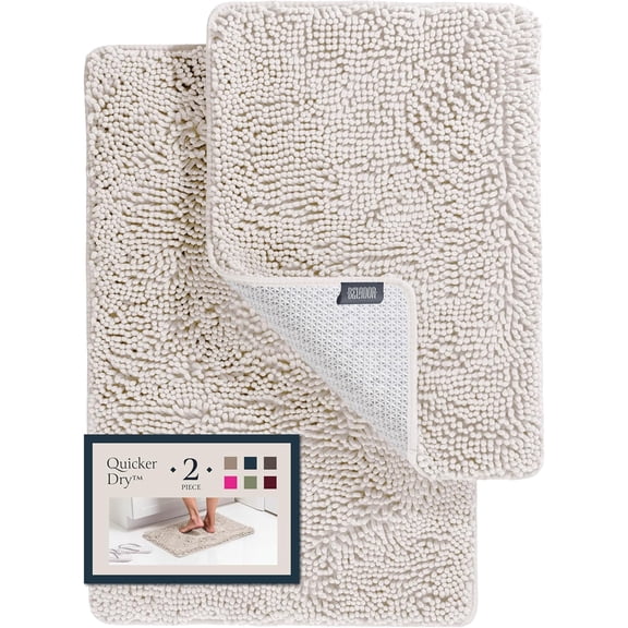 BELADOR Bathroom Rugs Sets 2 Piece- Plush Bath Mat Set Quick-Dry Soft Chenille Bathroom Mat with Rubber Backing, Absorbent Bathroom Rug Set, Washable Bath Rugs for - Bath Mats 24x17 + 30x20