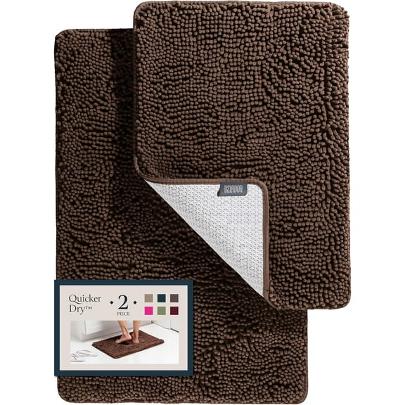 BELADOR Bathroom Rugs Sets 2 Piece- Plush Bath Mat Set Quick-Dry Soft Chenille Bathroom Mat with Rubber Backing, Absorbent Bathroom Rug Set, Washable Bath Rugs for - Bath Mats 24x17 + 30x20