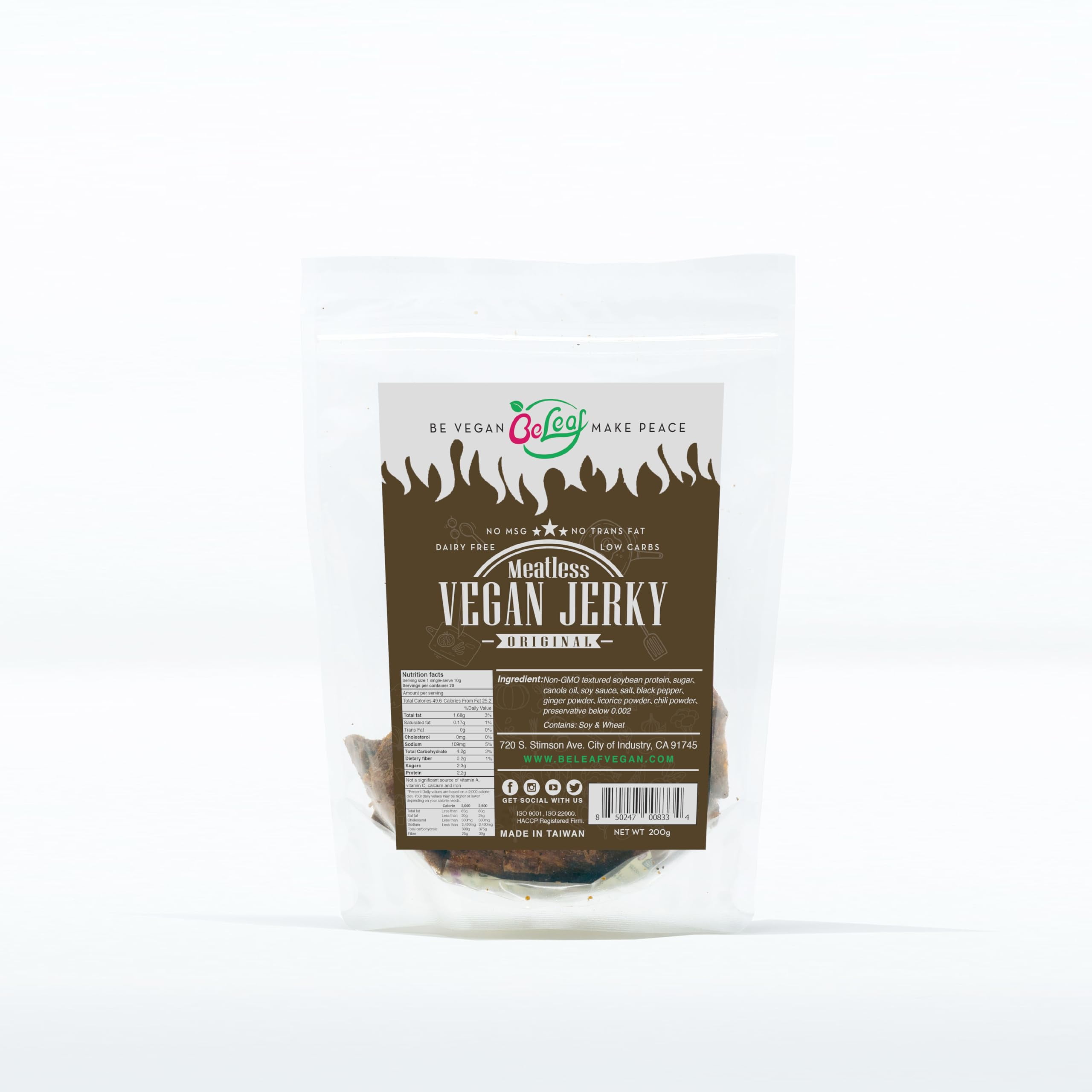 BELEAF Original Vegan Jerky MMF7 Smoky Meatlike PlantBased Jerky