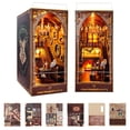 thumbnail image 1 of BELEEV Book Nook Kit,DIY Miniature House Kit for Adults,Magic Academy 3D Wooden Puzzle with LED Lights,Miniature House Bookshelf Decor Bookend Gift for Adults Teens - Magic Academy, 1 of 8